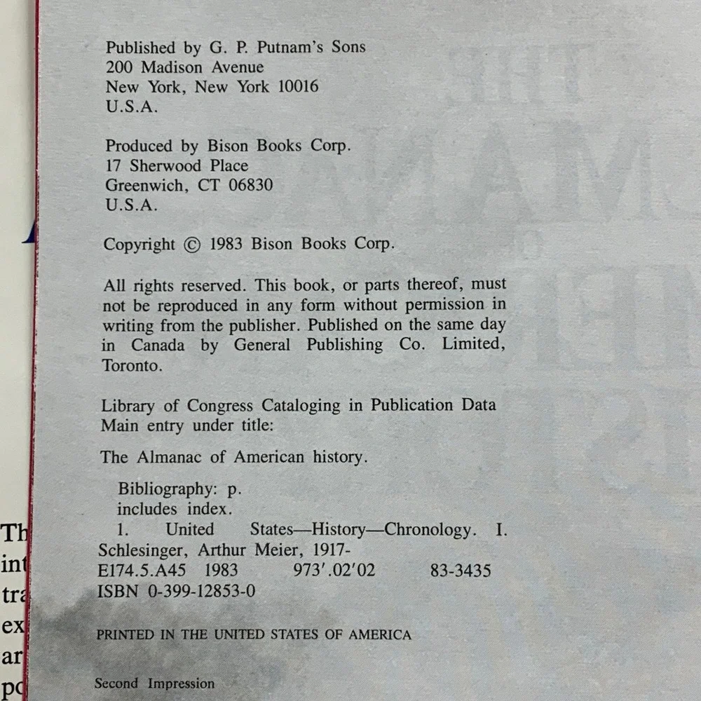The Almanac‎ of American History Arthur M Schlesinger Jr General Editor 1983